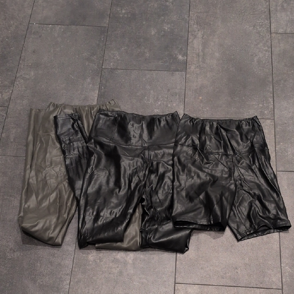 Aritzia Wilfred Free Daria Faux Leather Leggings And Shorts Bundle XS